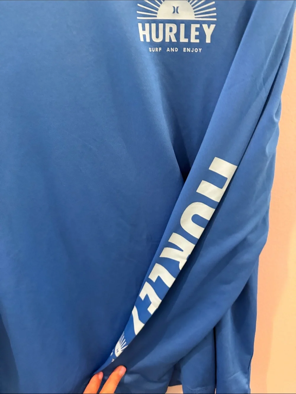Hurley Men’s Royal Blue Hooded Swim Rash Guard size small NWOt